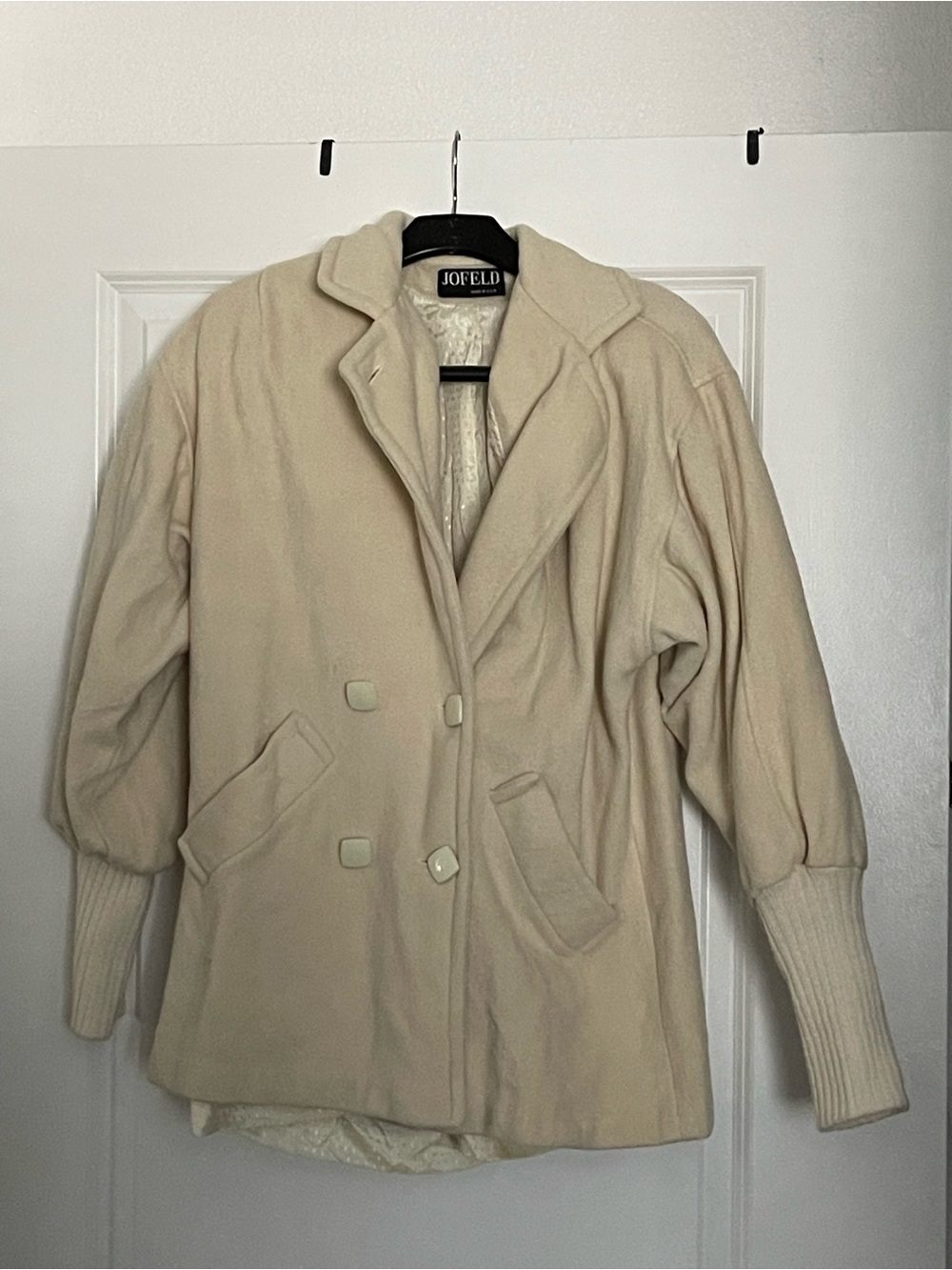Jofeld Women's Cream Double-Breasted Pea Coat